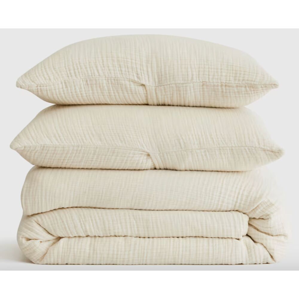 Full / Queen - Organic Cotton Gauze Duvet Cover Set- Undyed